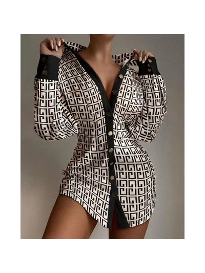 Satin Button Short Dress