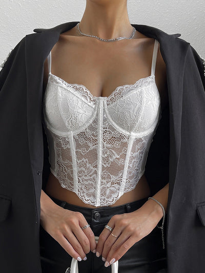 Spaghetti Strap Mesh Corset Top