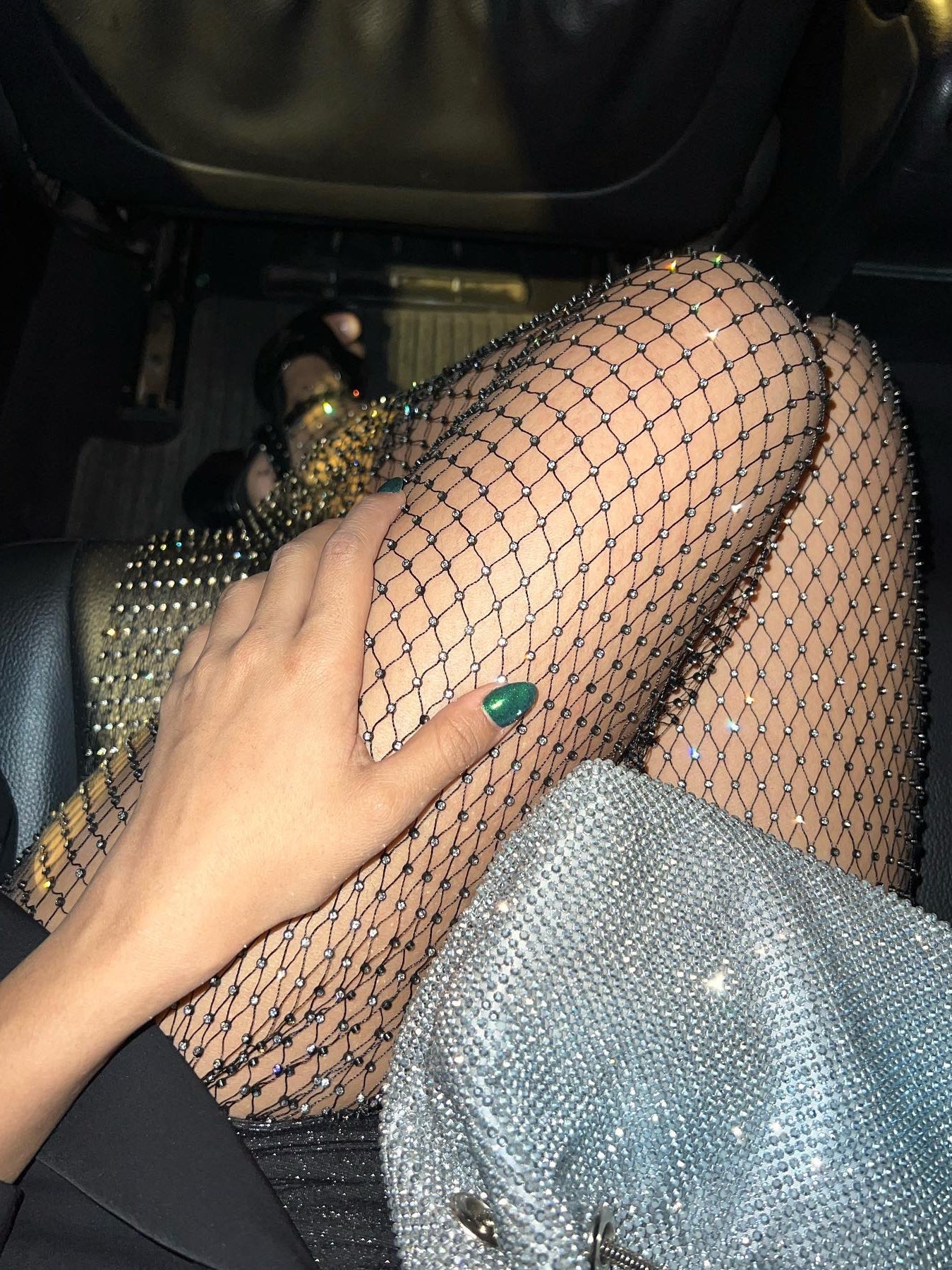 Rhinestone Diamond Studded Wide Leg Pants