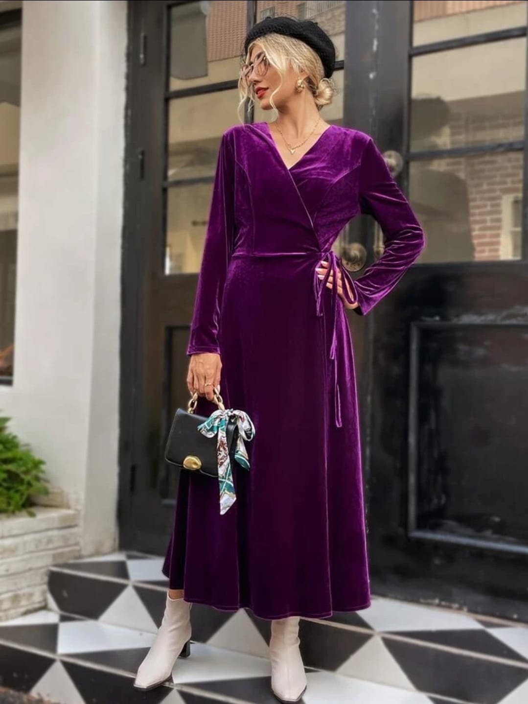 Wedding Wear Wine Color With Work Velvet Gown – Kaleendi
