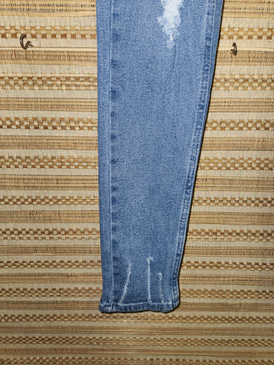 Blue High Waist Narrow Fit Denim Pants