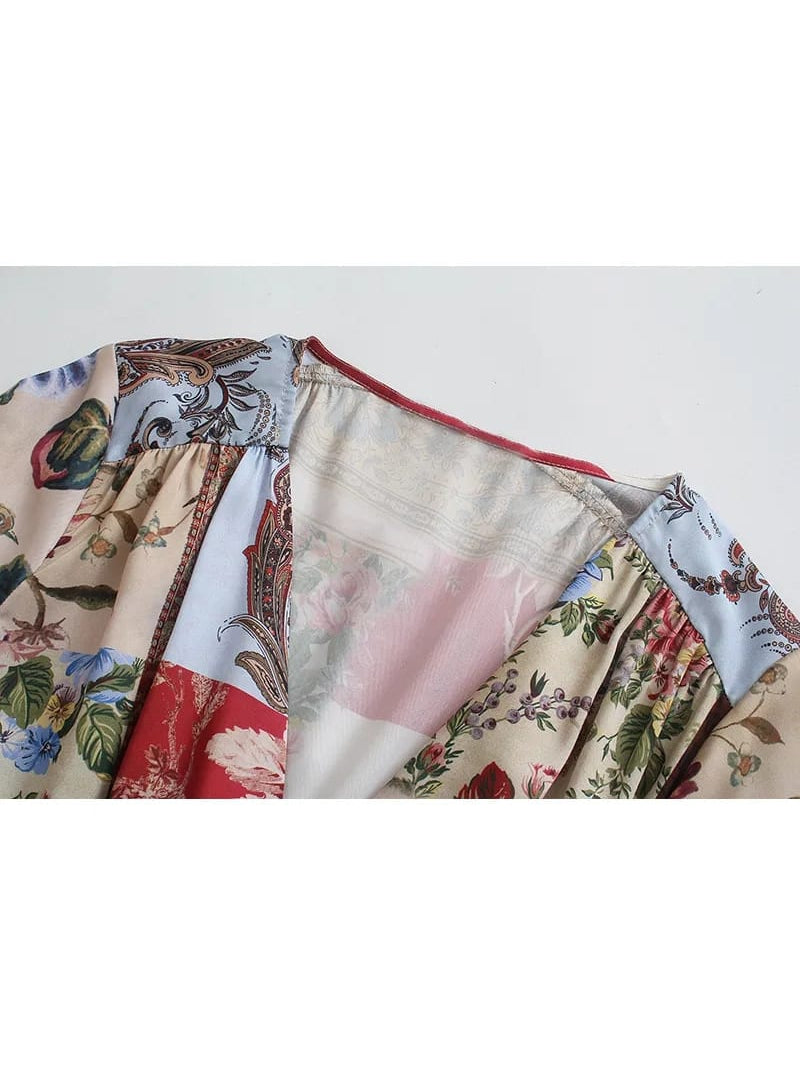 Floral Print Bow Tie Waist Dress