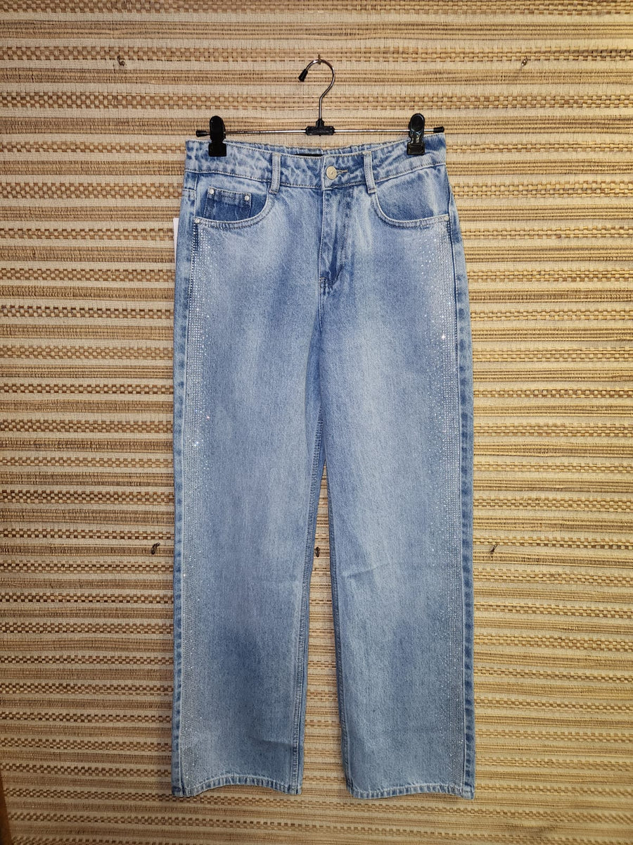Blue High Waist Wide Leg Denim Pants