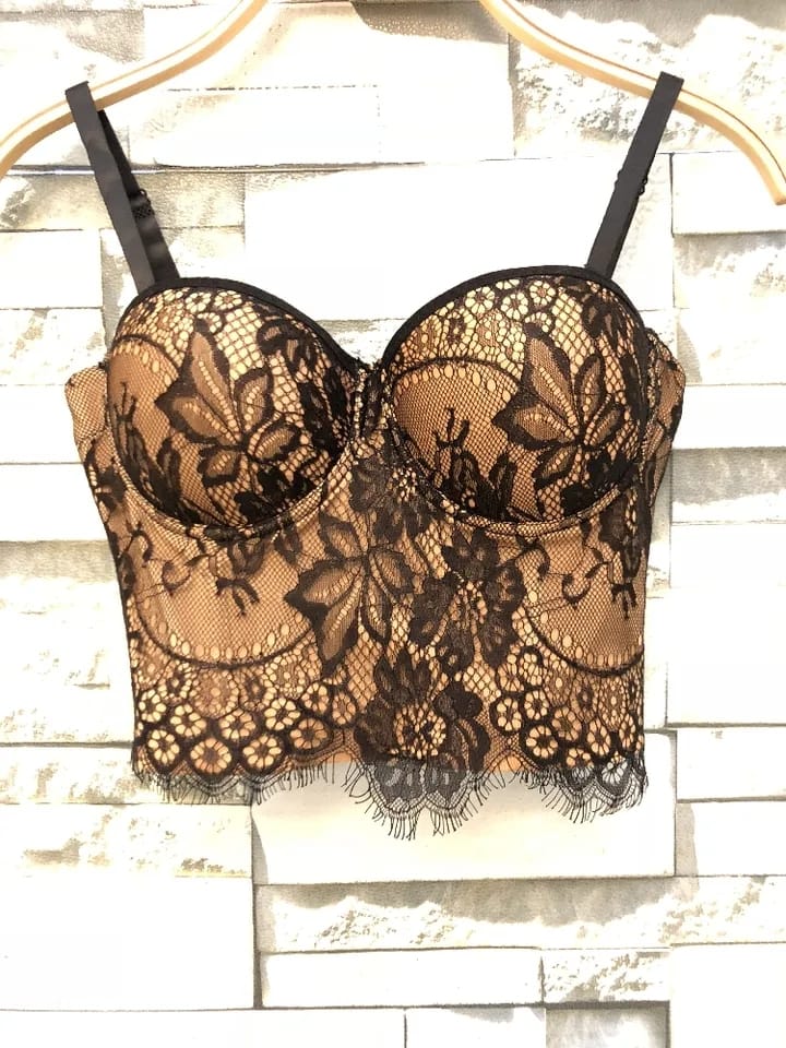 Flower Lace Print Bustier Bralette Top