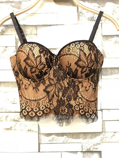 Flower Lace Print Bustier Bralette Top