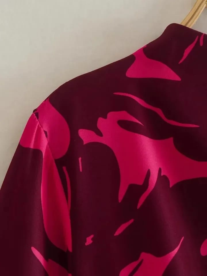 Red Flower Print Short Dress