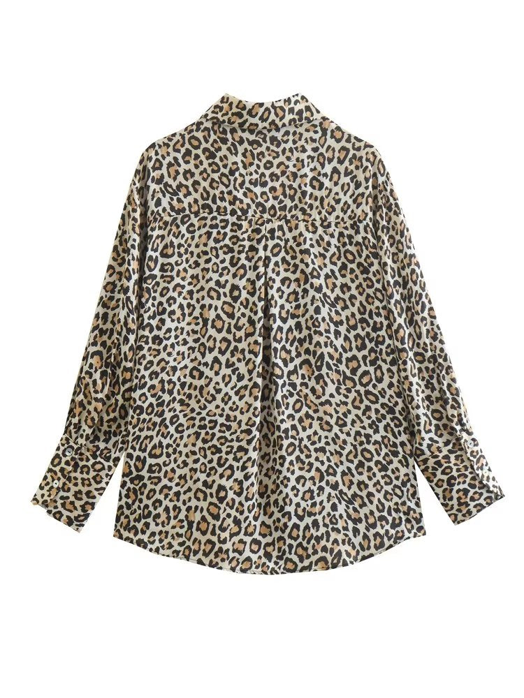 Leopard Print Soft Satin Shirts