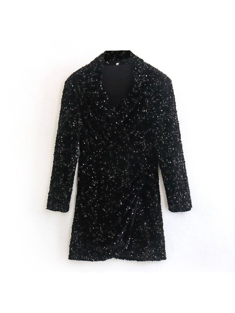 Black Sequins Blazer & Pants Coord Set