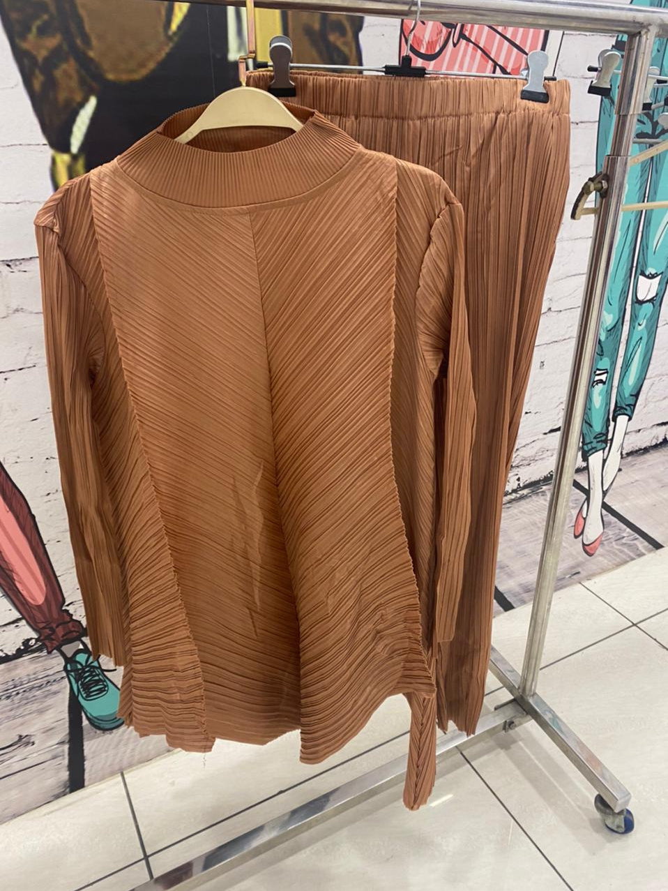 Turtle Neck Pleated Coord Set