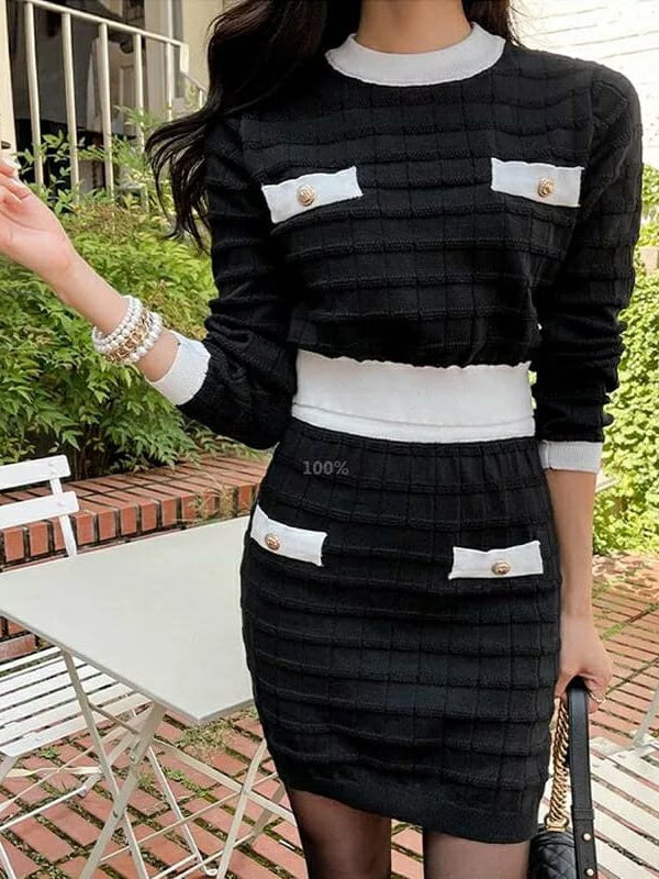 Woolen Top & Short Skirt Co-ord Set - Winter