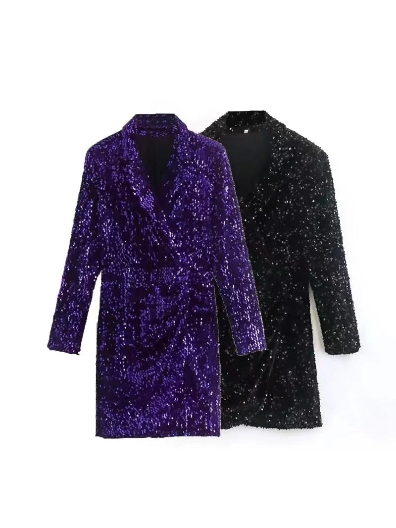 Black Purple Sequins Dress