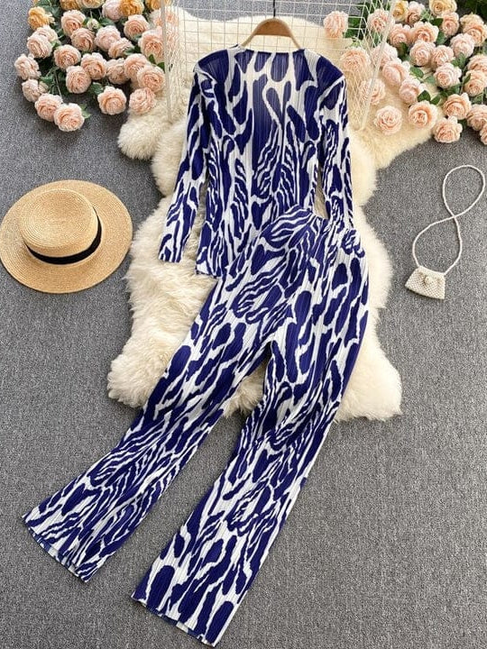 Zebra Patch Print Pleated Coord Set
