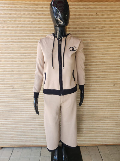 Soft Wool  Print Coord Set with Hoodie