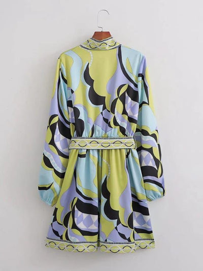 Floral Print Short Dress with Belt