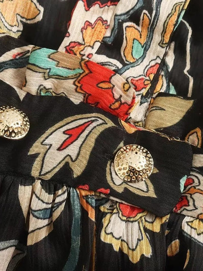 Floral Print Short Dress with Belt