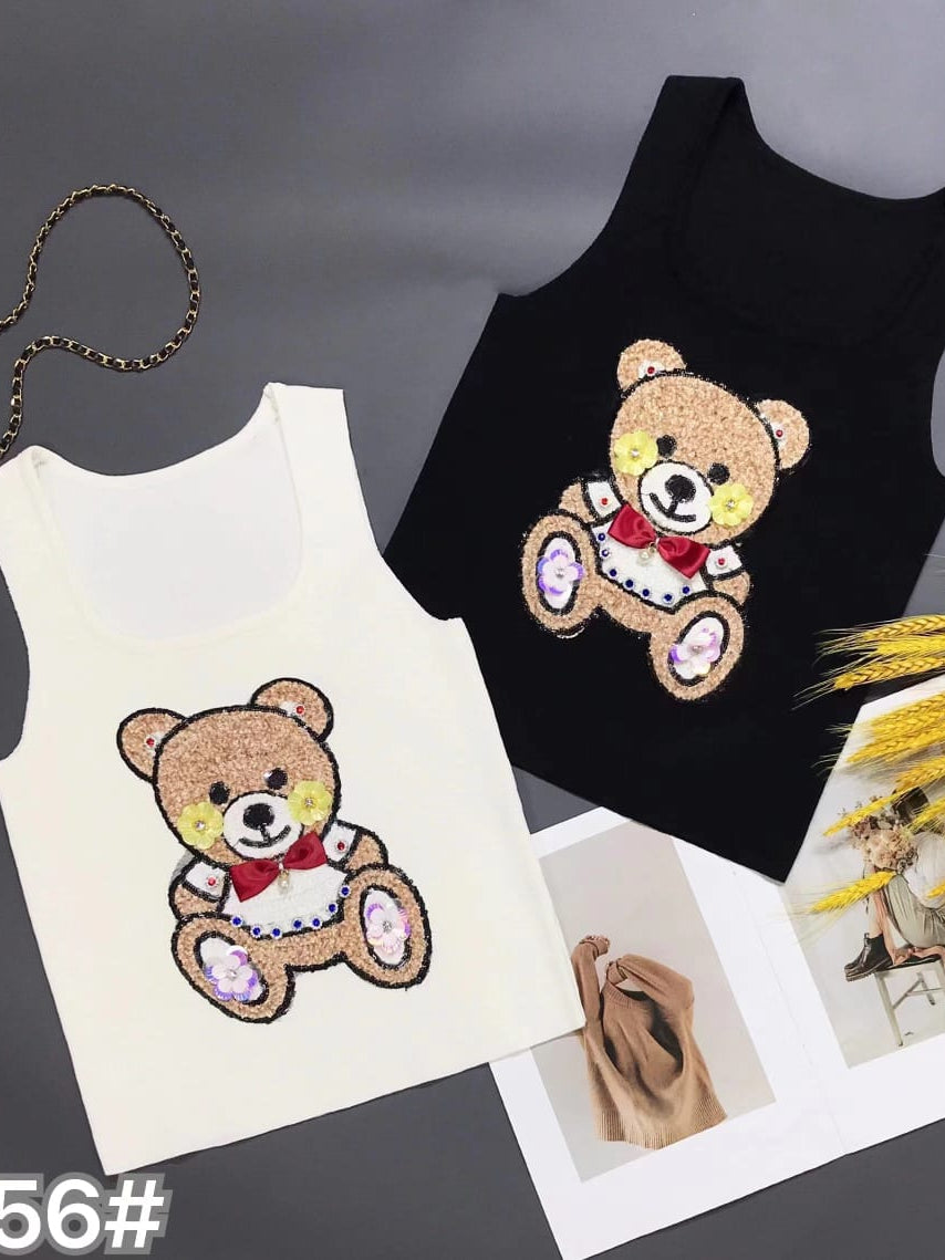 Print M Sleeveless Knit Top