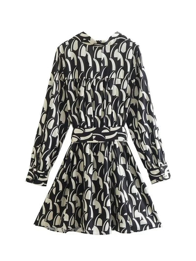 Black & White Satin Print Dress