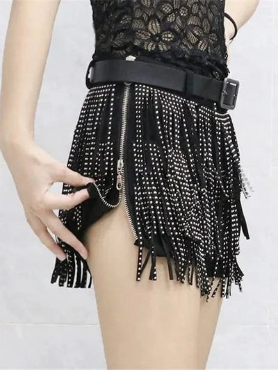 Rhinestone Tassel Skirt