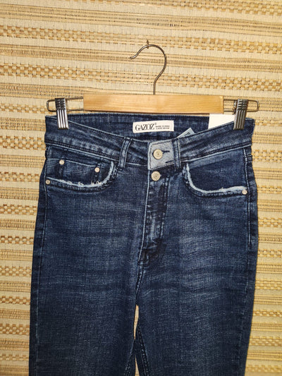 Blue Distressed High Waist Denim Pants