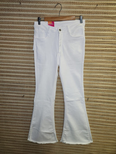 White Boot Cut High Waist Denim Pants