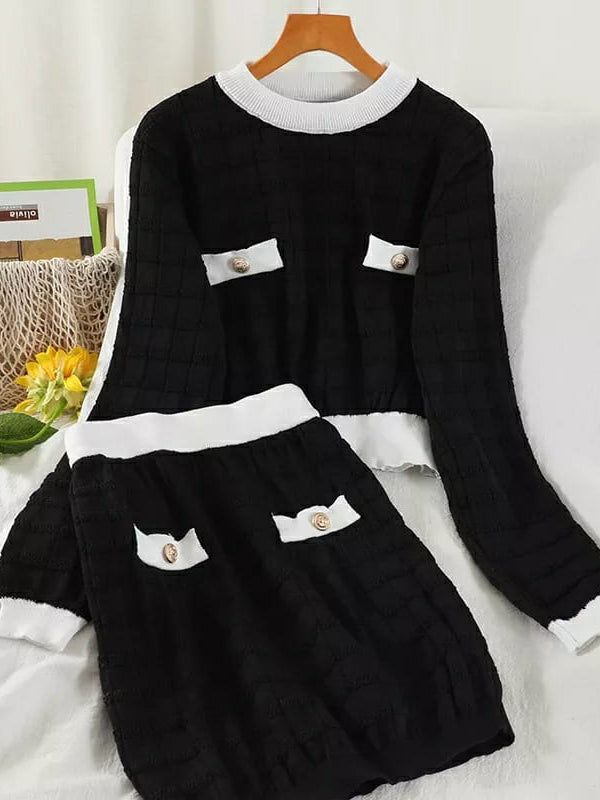 Woolen Top & Short Skirt Co-ord Set - Winter