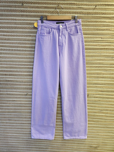 Lilac High Waist Wide Leg Denim Pants