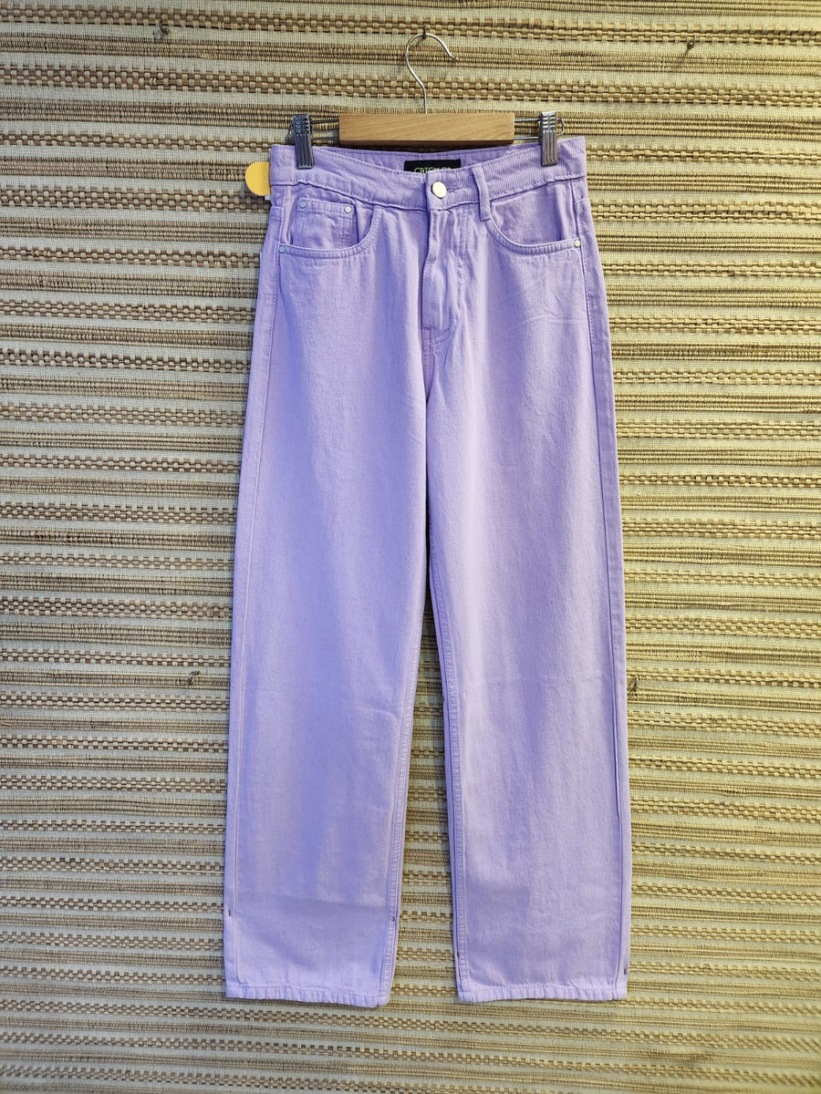 Lilac High Waist Wide Leg Denim Pants