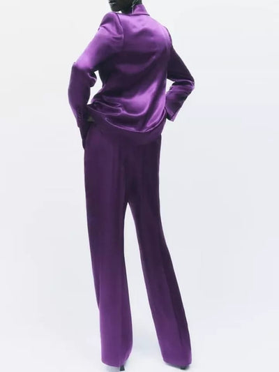 Purple Satin Blazer & pants Coors Set
