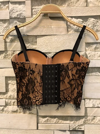 Flower Lace Print Bustier Bralette Top