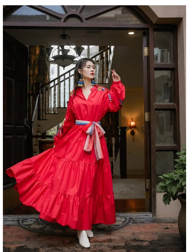 Floral Hollow out Long Maxi Dress