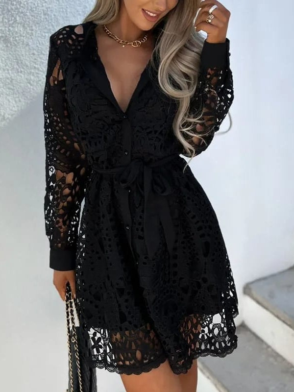 Crochet Short Dress with Belt