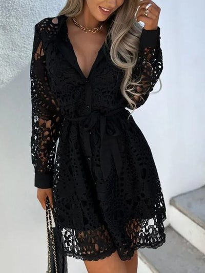 Crochet Short Dress with Belt