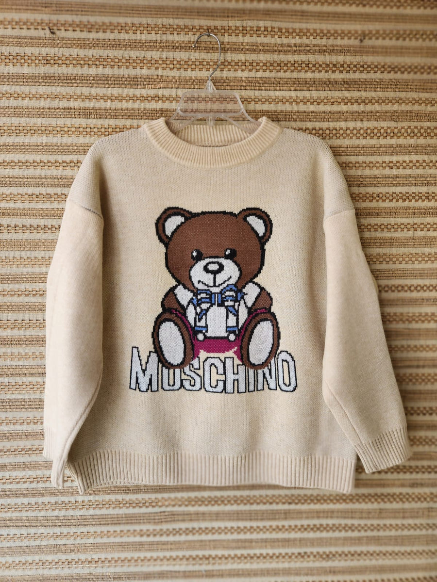 Caroon Print Oversized Mohino Print Sweater Pullover