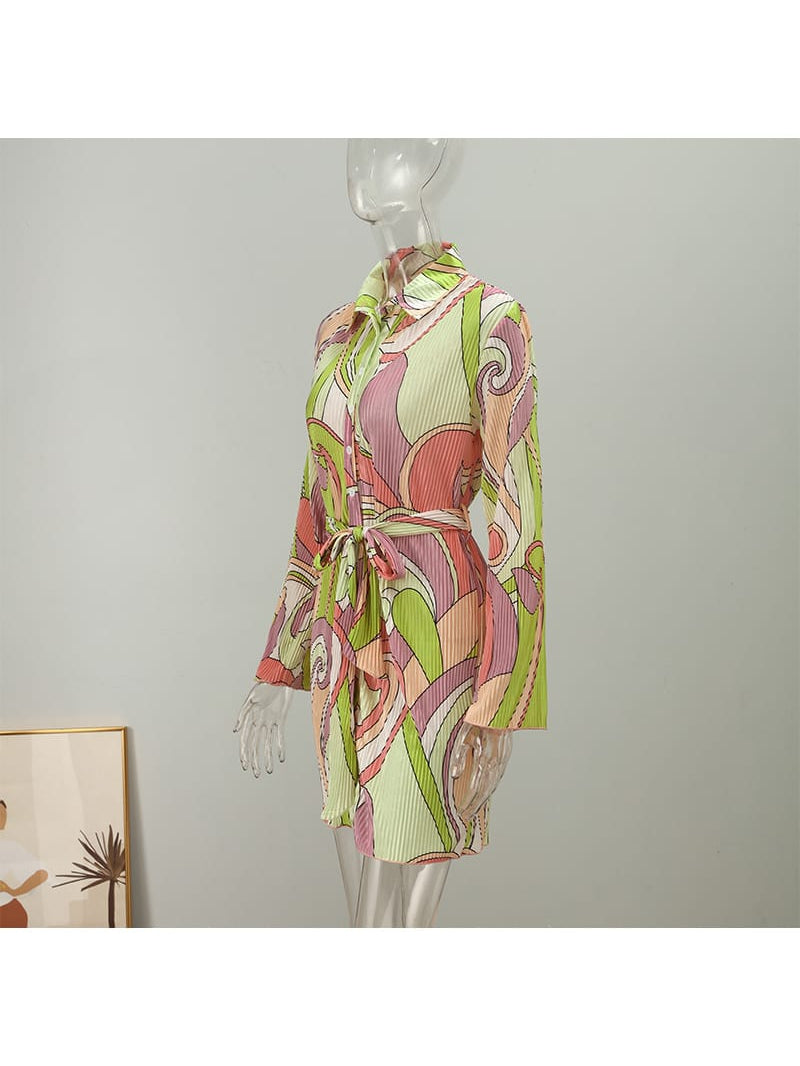 Floral Print Pleated Dress