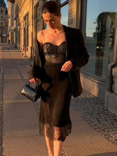 Spaghetti Strap Slip Mesh Dress