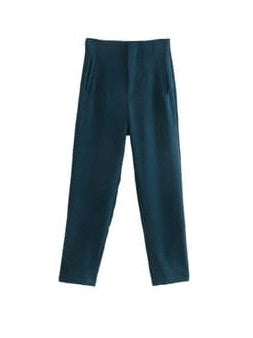 Blue High Waist Ankle Length Pants