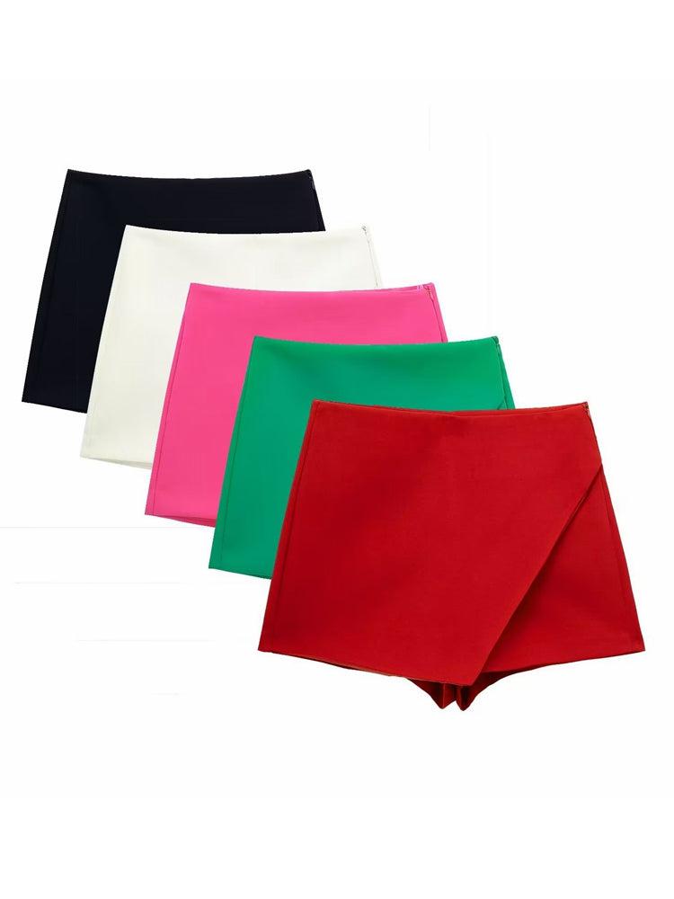 High Waist Plain Skorts Skirt