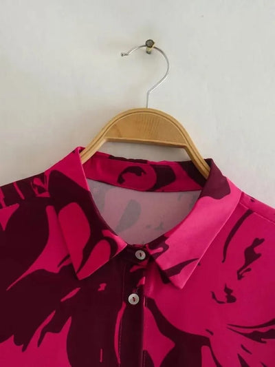 Red Paint Print Satin Shirt