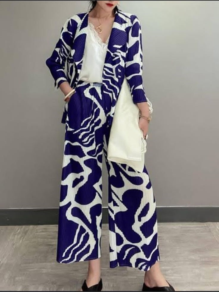 Zebra Patch Print Pleated Coord Set