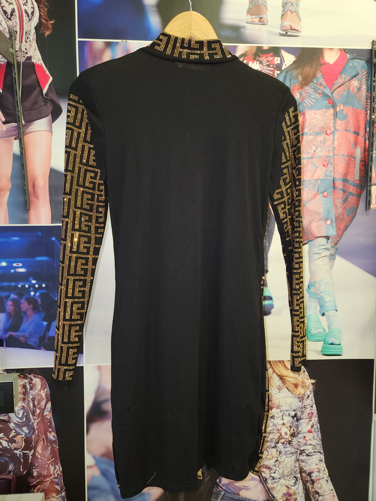 Print Rhinestone Chain Dress