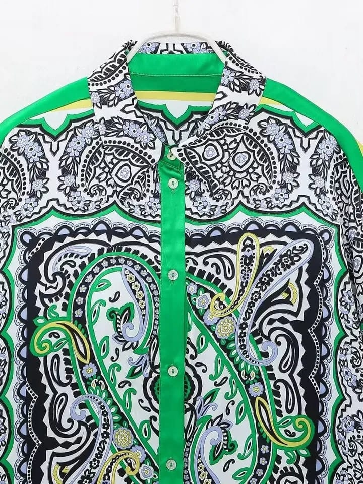 Designer Print Satin Shirt