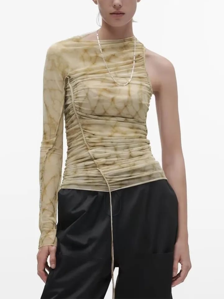 Tie & Dye Ruchet Tulle Mesh Top