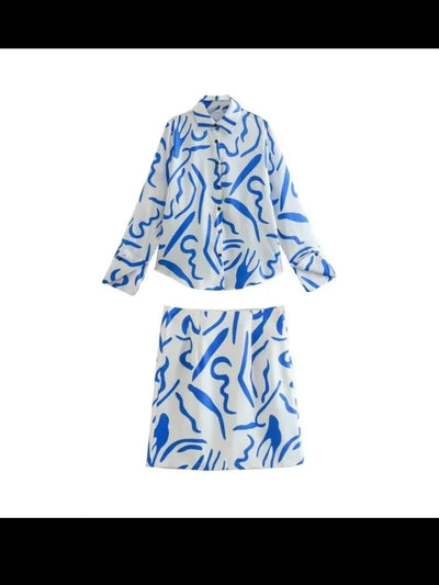 White Satin Shirt & Skirts Coord Set